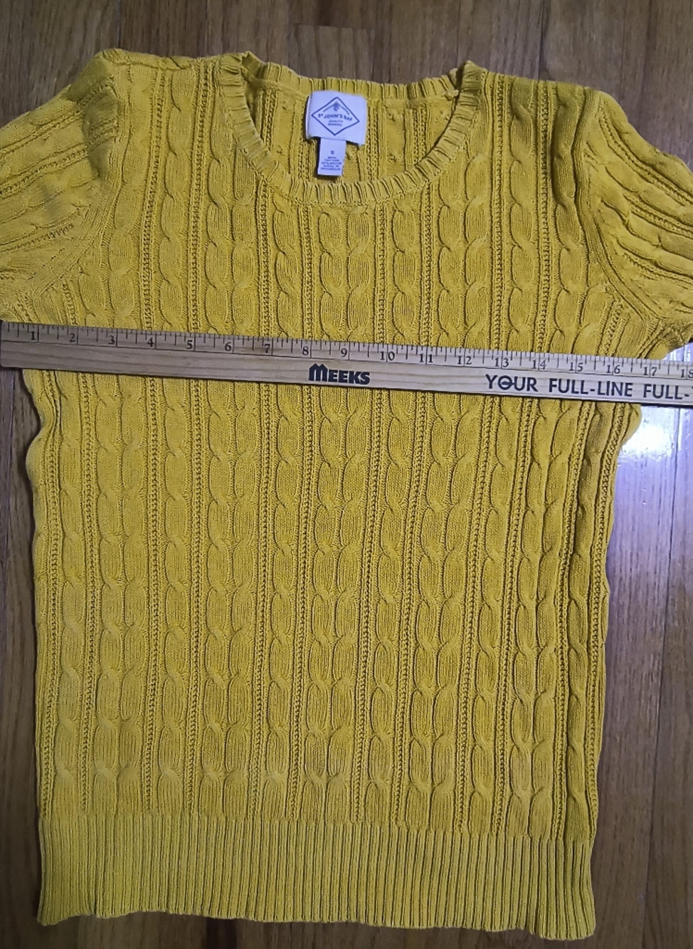 3/$10⭐ St. John's Bay Cable Knit Sweater, Yellow, Women's Small - Picture 7 of 13